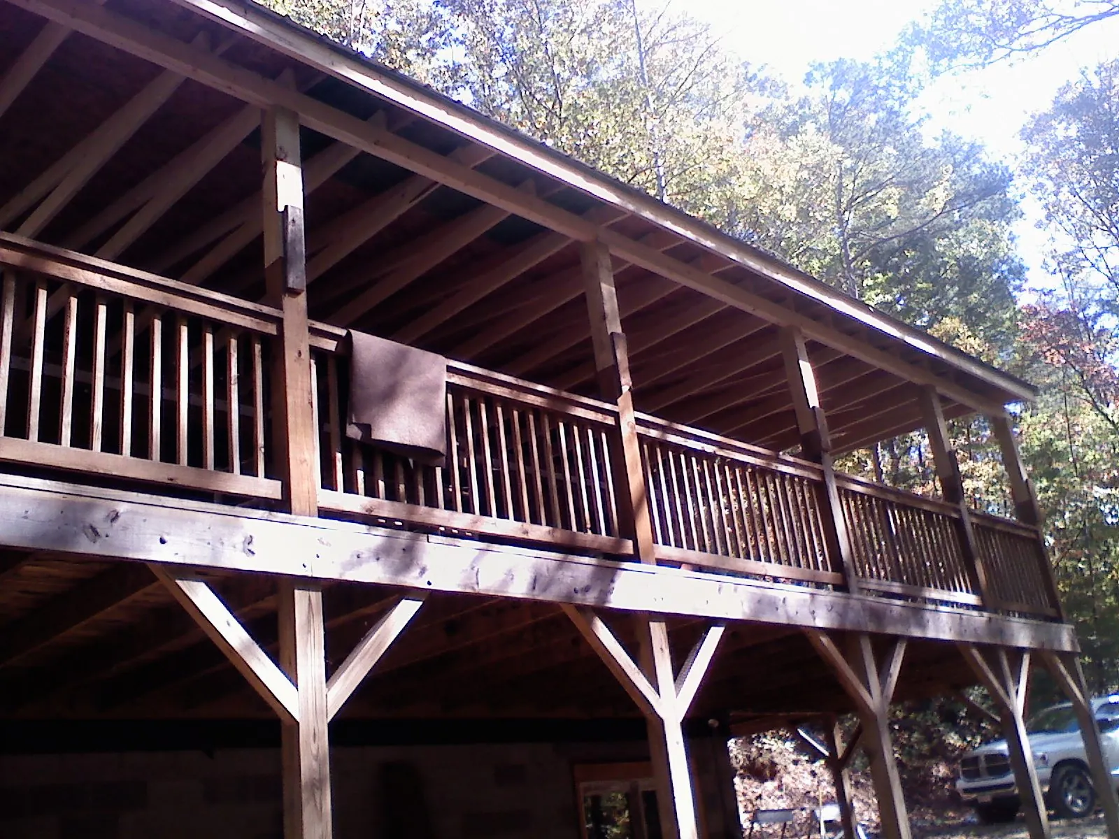 Timber framing under a new elevated porch and deck — Roof Leak Repair in Indianapolis by Roofing Brothers